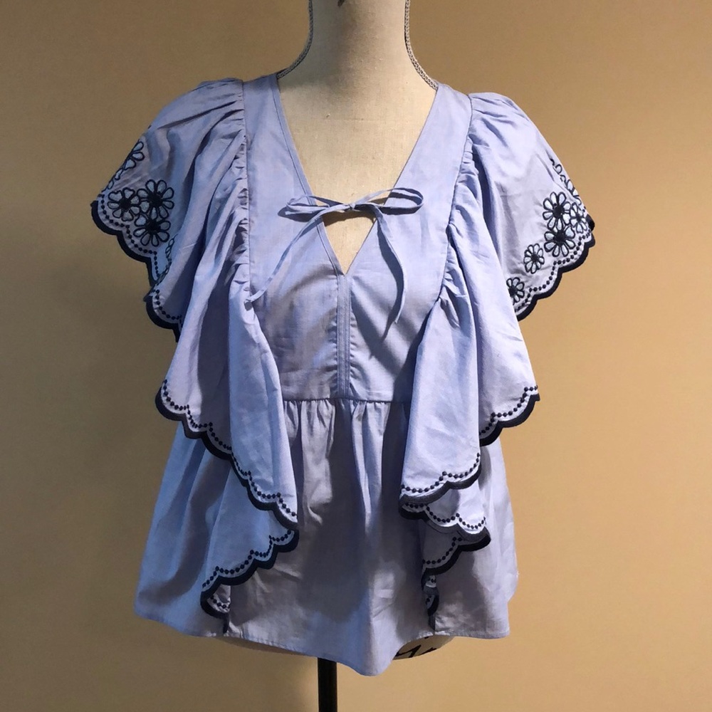 NWT Kate Spade daisy embroidered top